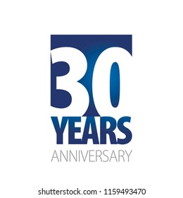 30 Years Anniversary blue white logo icon banner
