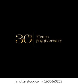 30 years Anniversary Celebrating golden text on black background. Vector template.