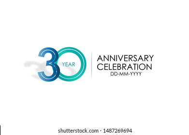 30 years anniversary celebration Blue and Tosca Colors Design logotype. anniversary logo isolated on White background, vector Horizontal number design for celebration, invitation card -vector