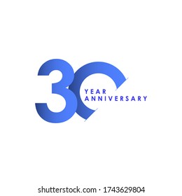 30 Years Anniversary Celebration Blue Gradient Vector Template Design Illustration