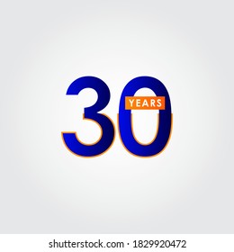 30 Years Anniversary Celebration Blue Vector Template Design Illustration