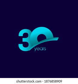 30 Years Anniversary Celebration Blue Shape Vector Template Design Illustration