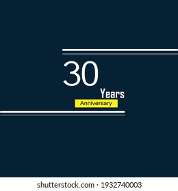 30 Years Anniversary Celebration Blue Color Vector Template Design Illustration