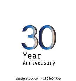 30 Years Anniversary Celebration Blue Color Vector Template Design Illustration