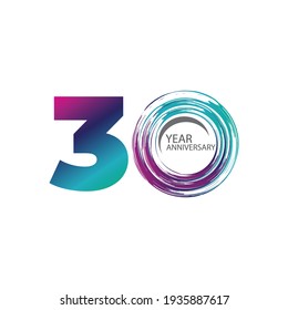 30 Years Anniversary Celebration Color Vector Template Design Illustration