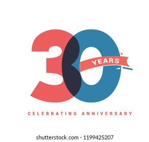 30 years anniversary celebration colorful logo with fireworks on white background. 30th anniversary logotype template design for banner, poster, card vector illustrator
