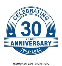 30 years anniversary celebration design template. 30th logo vector illustrations.