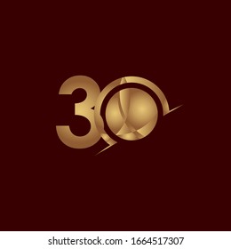 30 Years Anniversary Celebration Elegant Number Gold Vector Template Design Illustration