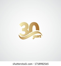 30 Years Anniversary Celebration Elegant Gold Logo Vector Template Design Illustration