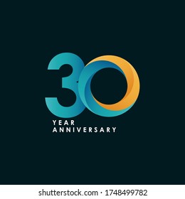 30 Years Anniversary Celebration Full Color Vector Template Design Illustration