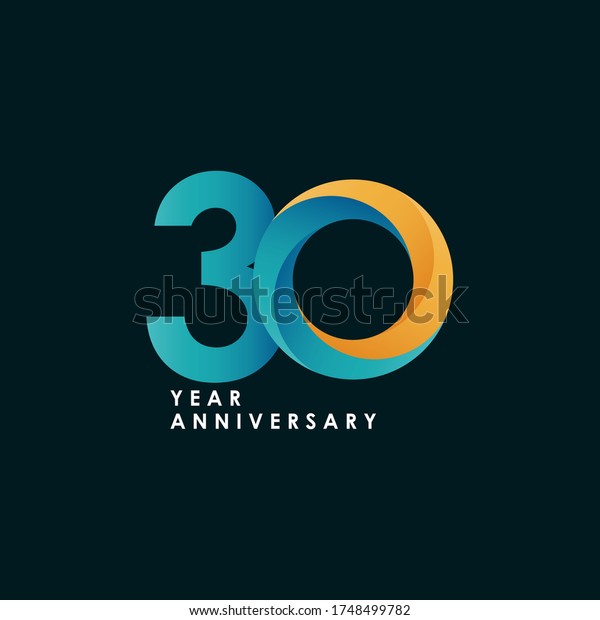 30 Years Anniversary Celebration Full Color Stock Vector (Royalty Free ...