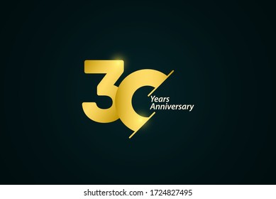 30 Years Anniversary Celebration Gold Logo Vector Template Design Illustration