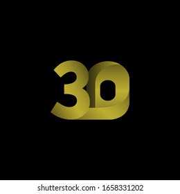 30 Years Anniversary Celebration Gradient Gold Vector Template Design Illustration