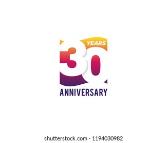 30 Years Anniversary Celebration Icon Vector Logo Design Template. Gradient Flag Style.