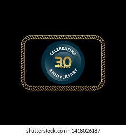 30 years anniversary celebration logo. golden 30th anniversary logo.designed for celebration card, greeting card and invitation card.gold emblem