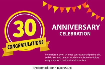 30 years anniversary celebration logo vector template design illustration