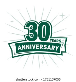 30 years anniversary celebration logo. 30th design template. Vector and illustration.