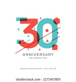 Modelo de diseño de logotipo de celebración de 30 años vector