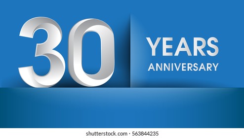 30 years Anniversary celebration logo, flat design isolated on blue background, vector elements for banner, invitation card and birthday party.