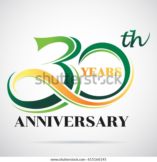 30周年記念のロゴデザイン 装飾的なリボンまたはバナー付き 30周年記念の誕生日デザイン のベクター画像素材 ロイヤリティフリー