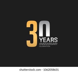 30 years anniversary celebration logotype. anniversary logo with golden and silver combination isolated on black background, vector design for celebration, invitation card, and greeting card