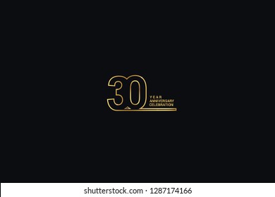 30 years anniversary celebration logotype. anniversary logo with golden and Spark light white color isolated on black background, vector design for celebration, invitation card, and greeting card