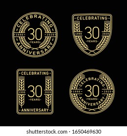 30 years anniversary celebration logotype. 30th anniversary logo collection. Set of anniversary design template. Vector and illustration.