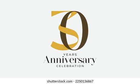 30 years anniversary celebration logotype. anniversary logo with golden orange and brown color isolated on white background, vector design for celebration.