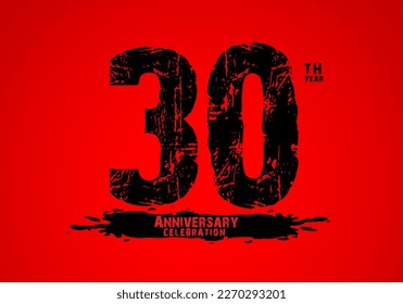 30 years anniversary celebration logotype on red background, 30th birthday logo, 30 number, anniversary year banner, anniversary design elements for invitation card and poster. number design vector