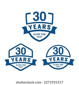 30 years anniversary celebration logotype. 30th anniversary logo collection. Set of anniversary design template. Vector illustration.