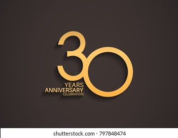 30 years anniversary celebration logotype with elegant gold color for celebration