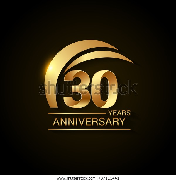 30 Years Anniversary Celebration Logotype Golden Stock Vector (Royalty ...