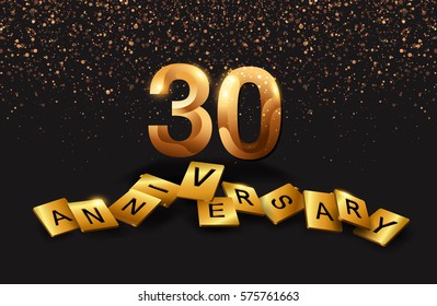 30 years anniversary celebration. Poster or brochure template. Vector illustration.