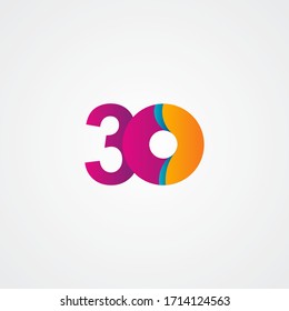 30 Years Anniversary Celebration Purple Vector Template Design Illustration
