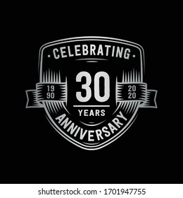 30 years anniversary celebration shield design template. 30th anniversary logo. Vector and illustration.
