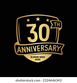 30 years anniversary celebration shield design template. 30th anniversary logo. Vector and illustration.