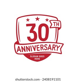 30 years anniversary celebration shield design template. 30th anniversary logo. Vector and illustration.