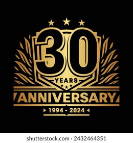 30 years anniversary celebration shield design template. 30th anniversary logo. Vector and illustration.