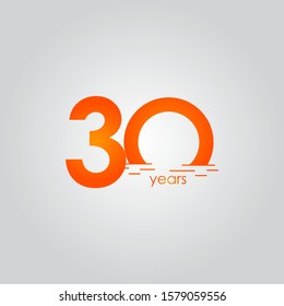 30 Years Anniversary Celebration Sunset Orange Vector Template Design Illustration