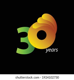 Ilustración de diseño de plantillas vectoriales de celebración de 30 años