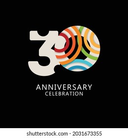 Ilustración de diseño de plantillas vectoriales de celebración de 30 años
