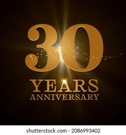 30 years anniversary celebration vector icon, logo. Design element with gold color age for 30th anniversary card