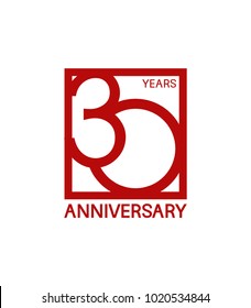 30 years anniversary design logotype with red color in square isolated on white background for celebration 