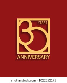 30 years anniversary design logotype golden color in square isolated on red background for celebration event