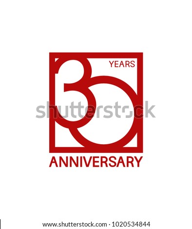 30 years anniversary design logotype with red color in square isolated on white background for celebration 