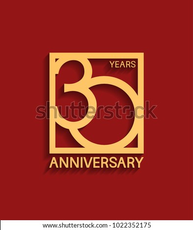 30 years anniversary design logotype golden color in square isolated on red background for celebration event
