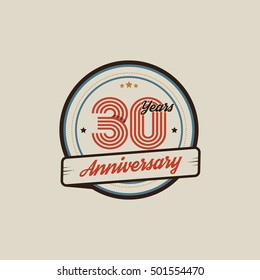 30 years anniversary design in Retro and Vintage style 