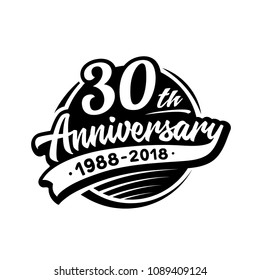 30 Years Anniversary Design Template. Vector And Illustration. 30th Logo.