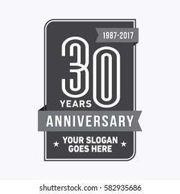 Plantilla de diseño de 30 años. Vector e ilustración.