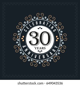 30 years anniversary design template. Vector and illustration. celebration anniversary logo. classic, vintage style